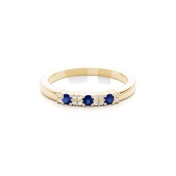 4 Prong Setting Blue Sapphire Half Eternity Ring