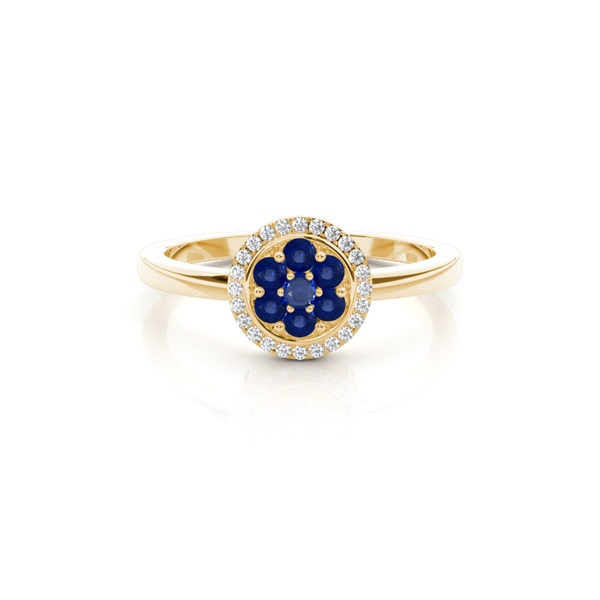 Prong Setting Blue Sapphire Cluster Ring