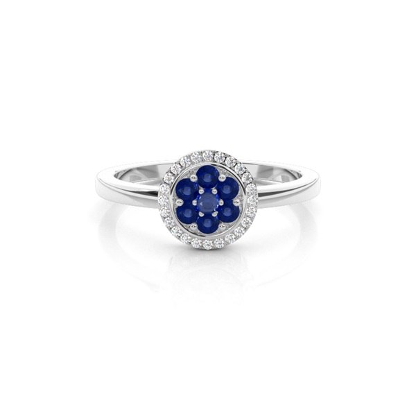 Prong Setting Blue Sapphire Cluster Ring