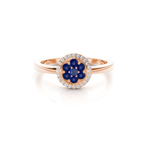 Prong Setting Blue Sapphire Cluster Ring