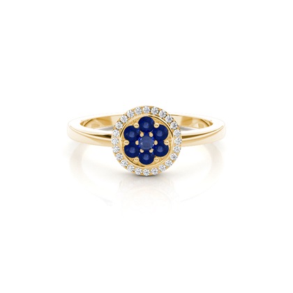 Prong Setting Blue Sapphire Cluster Ring