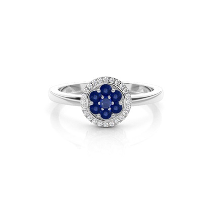 Prong Setting Blue Sapphire Cluster Ring