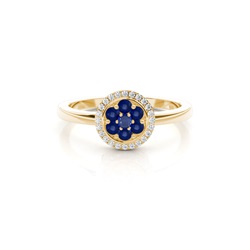 Prong Setting Blue Sapphire Cluster Ring