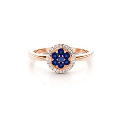 Blauer Saphir Cluster Ring in einer Krappenfassung