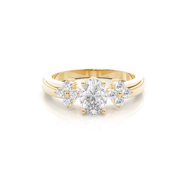 4 Prong Setting Oval Moissanite Three Stone Ring