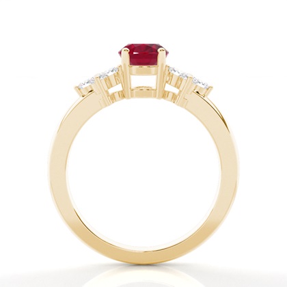 Ovaler Rubin Dreistein Ring Mit 4 Krappen