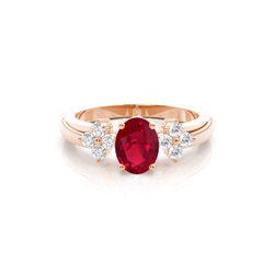 4 Prong Setting Oval Ruby Three Stone Ring