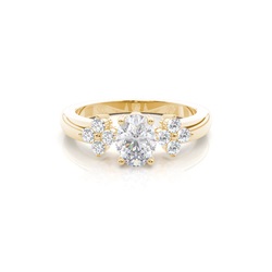 4 Prong Setting Oval Moissanite Three Stone Ring