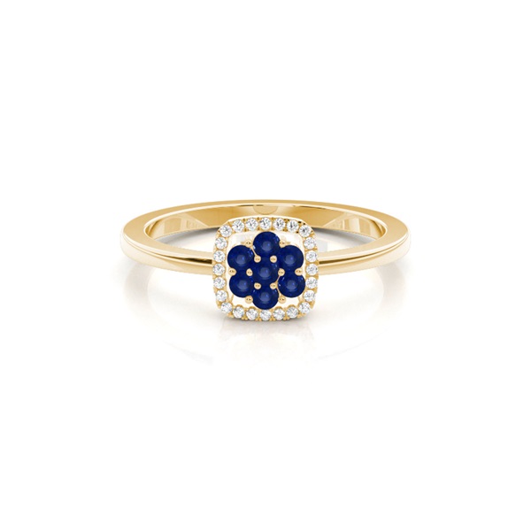 Round Cluster Blue Sapphire Ring