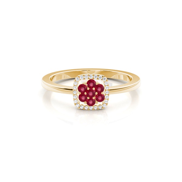 Round Cluster Ruby Ring