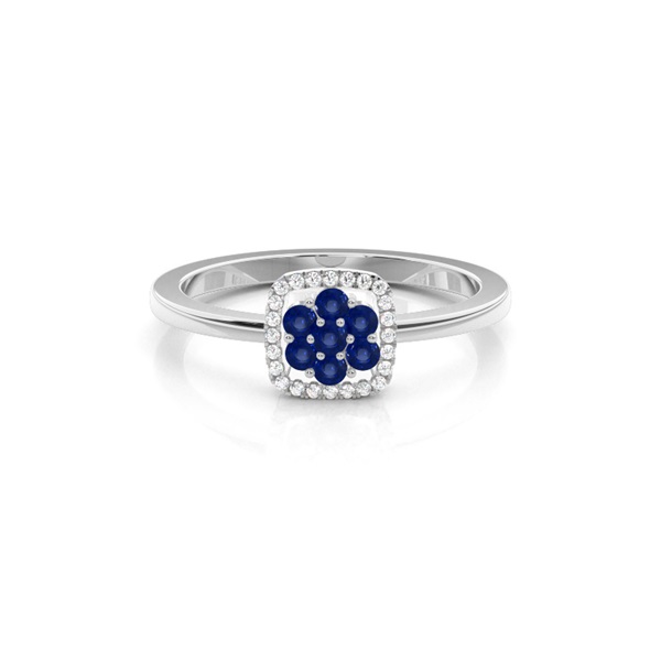 Round Cluster Blue Sapphire Ring