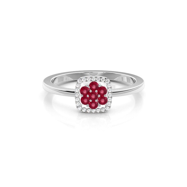 Round Cluster Ruby Ring