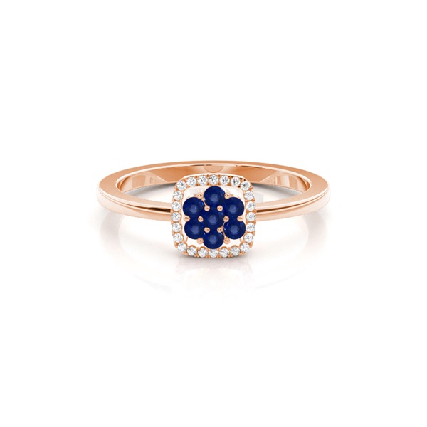 Round Cluster Blue Sapphire Ring