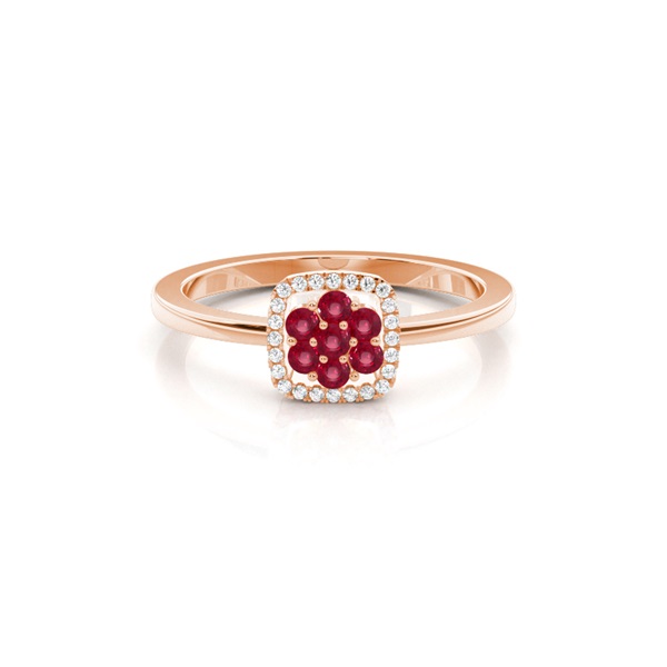 Round Cluster Ruby Ring