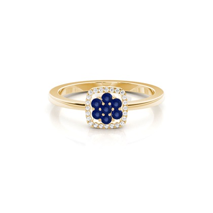 Round Cluster Blue Sapphire Ring