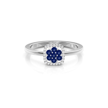 Round Cluster Blue Sapphire Ring