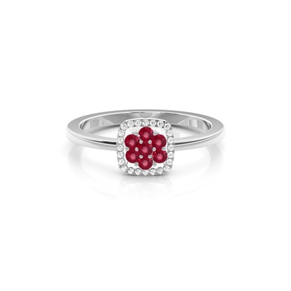 Round Cluster Ruby Ring