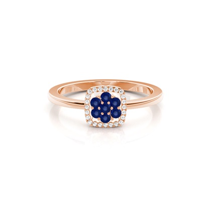 Round Cluster Blue Sapphire Ring