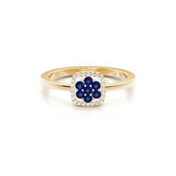 Round Cluster Blue Sapphire Ring