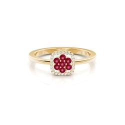 Round Cluster Ruby Ring