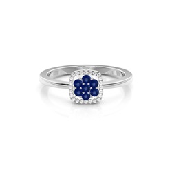 Runder Cluster Blue Sapphire Ring