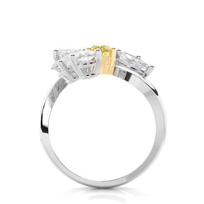 Yellow Diamond Flower Design Halo Fashion Ring
