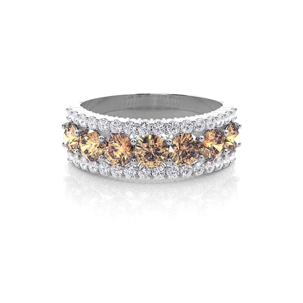 Prong Setting Champagne Diamond Half Eternity Band