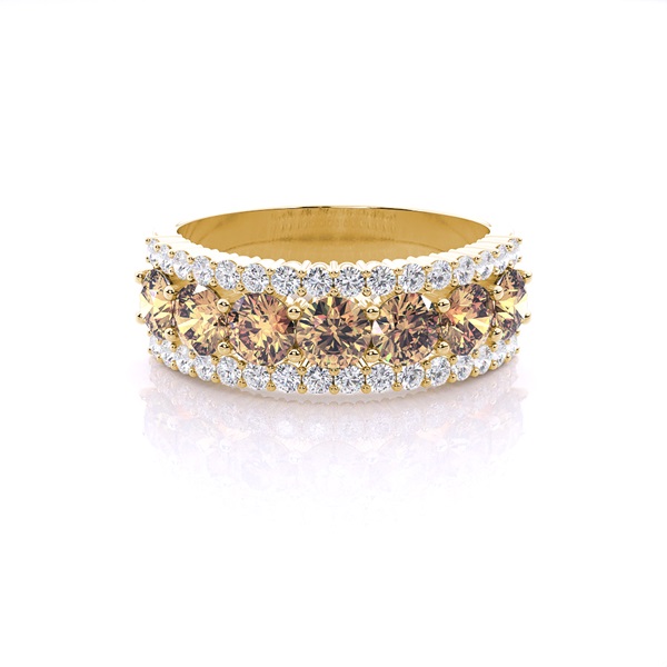 Prong Setting Champagne Diamond Half Eternity Band