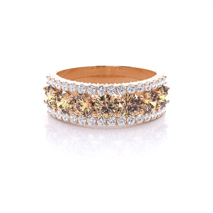 Round Champagne Diamond Rings