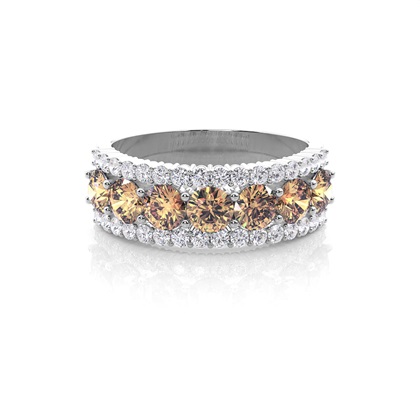 Prong Setting Champagne Diamond Half Eternity Band