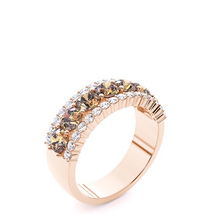 Round Rose Gold Champagne Diamond Rings