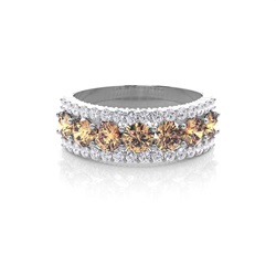 Prong Setting Champagne Diamond Half Eternity Band