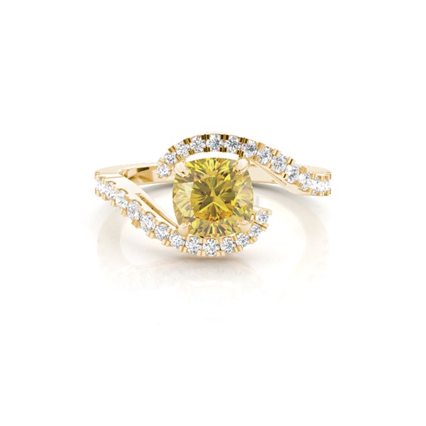 Yellow Diamond Side Stone Engagement Ring