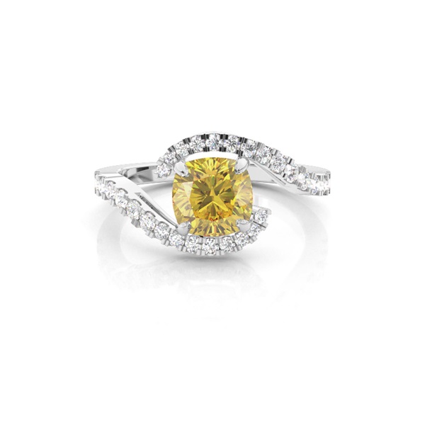 Yellow Diamond Side Stone Engagement Ring