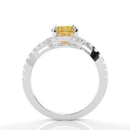 Yellow Diamond Side Stone Engagement Ring