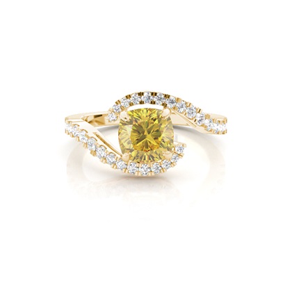 Yellow Diamond Side Stone Engagement Ring