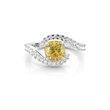 Yellow Diamond Side Stone Engagement Ring