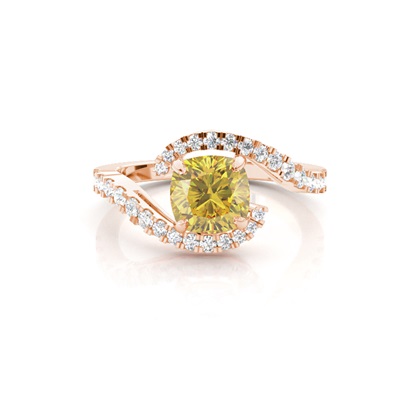Yellow Diamond Side Stone Engagement Ring