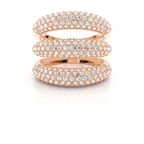 Three row Round Diamond Fashion Ring