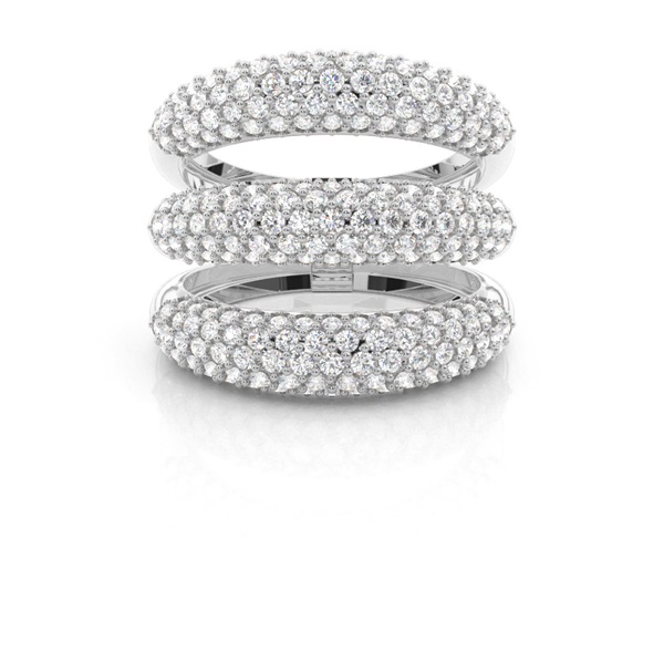 Three row Round Diamond Fashion Ring
