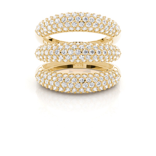 Three row Round Diamond Fashion Ring