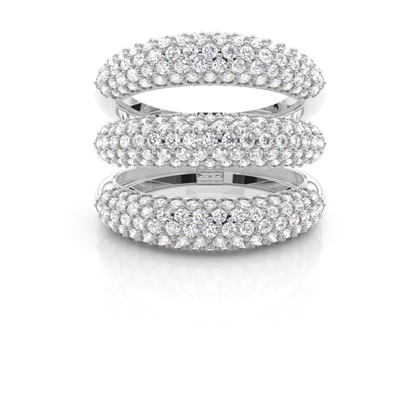Three row Round Diamond Fashion Ring