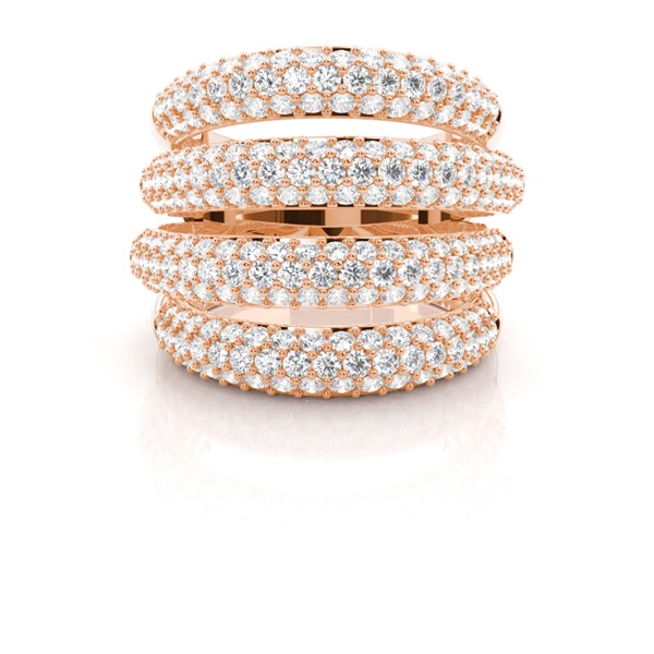 Four row Round Diamond Fashion Ring