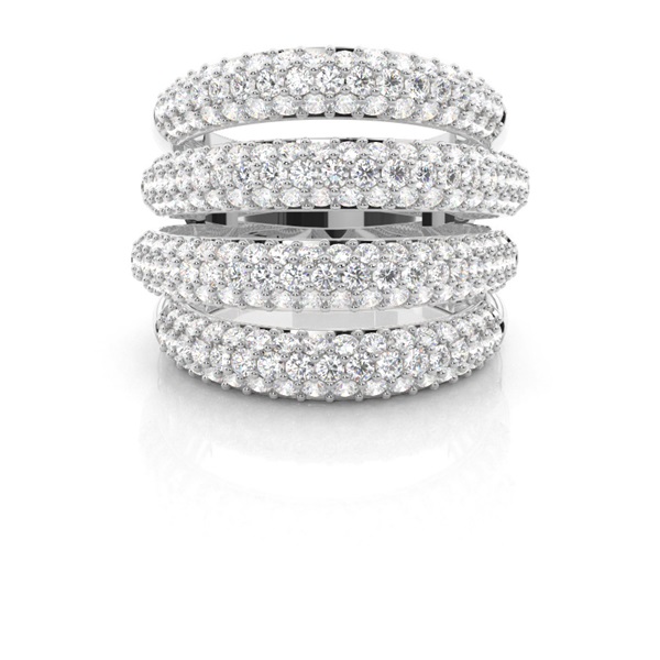 Four row Round Diamond Fashion Ring