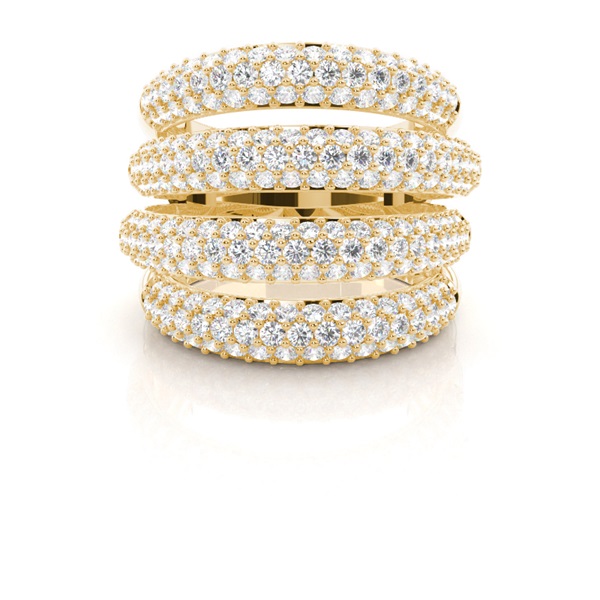 Four row Round Diamond Fashion Ring