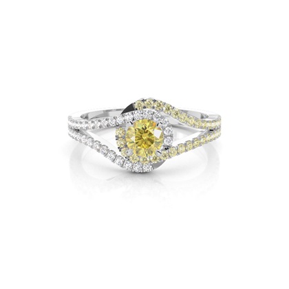Prong Set Yellow Diamond Promise Fashion Ring