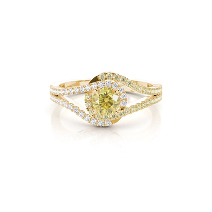 Prong Set Yellow Diamond Promise Fashion Ring