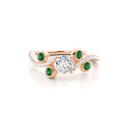 Rose Gold Emerald Diamond Rings