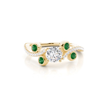 Yellow Gold Emerald Diamond Rings