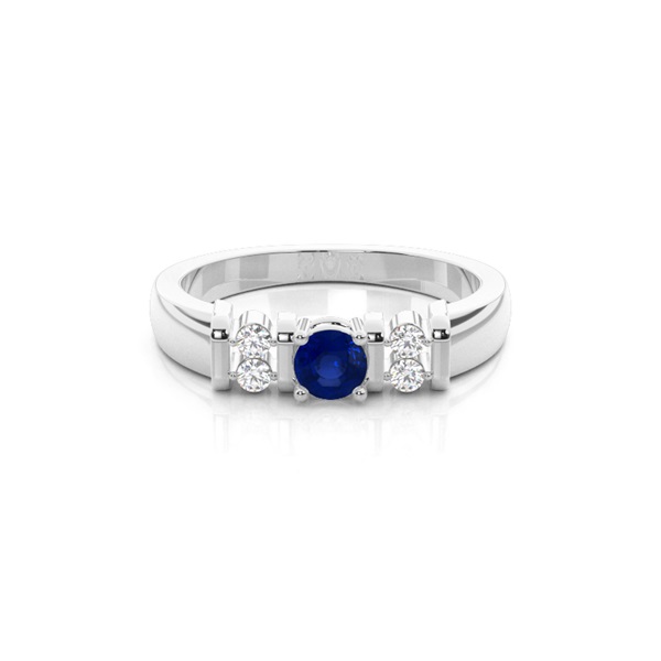 Blue Sapphire Round White Gold Engagement Ring